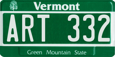 VT license plate ART332
