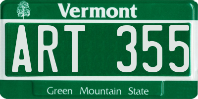 VT license plate ART355