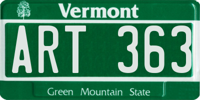 VT license plate ART363
