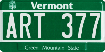 VT license plate ART377