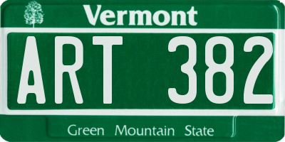 VT license plate ART382
