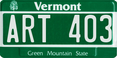 VT license plate ART403