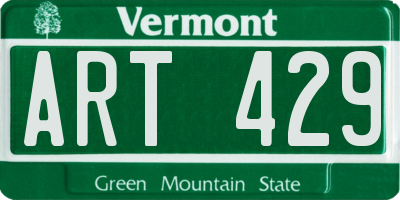 VT license plate ART429