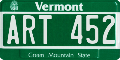 VT license plate ART452