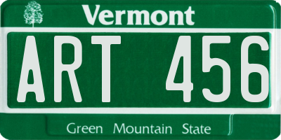 VT license plate ART456