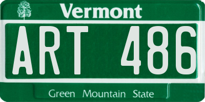 VT license plate ART486