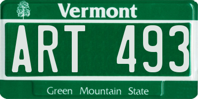 VT license plate ART493