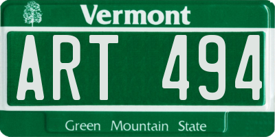 VT license plate ART494