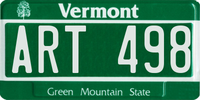 VT license plate ART498