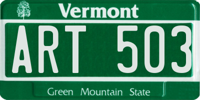 VT license plate ART503