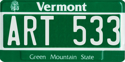 VT license plate ART533