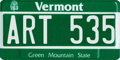 VT license plate ART535