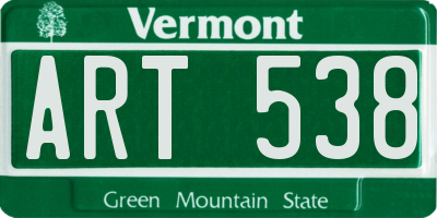 VT license plate ART538