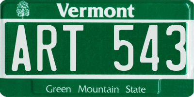 VT license plate ART543