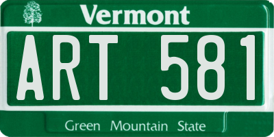 VT license plate ART581