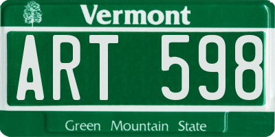 VT license plate ART598