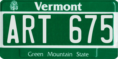 VT license plate ART675