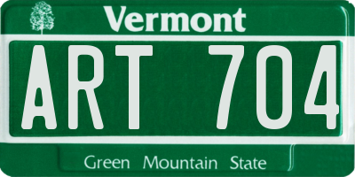VT license plate ART704