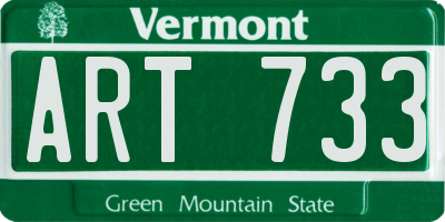 VT license plate ART733