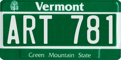 VT license plate ART781