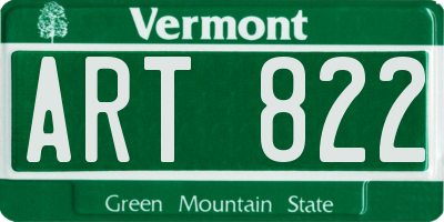 VT license plate ART822