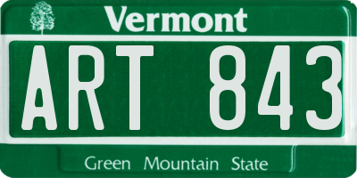 VT license plate ART843