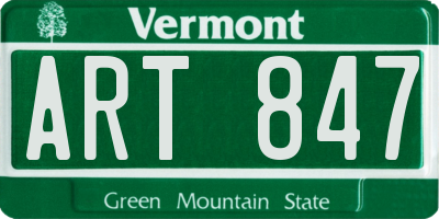 VT license plate ART847