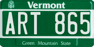 VT license plate ART865