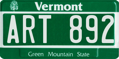 VT license plate ART892