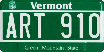 VT license plate ART910