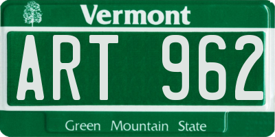 VT license plate ART962