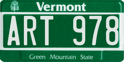 VT license plate ART978