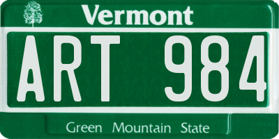 VT license plate ART984