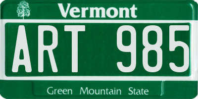 VT license plate ART985