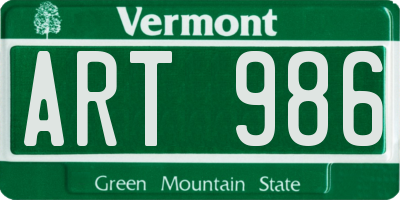 VT license plate ART986