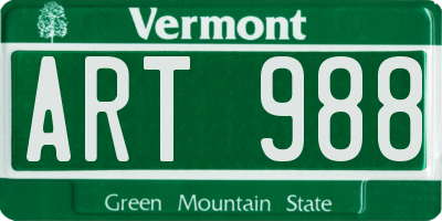 VT license plate ART988