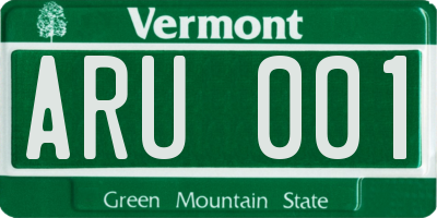 VT license plate ARU001