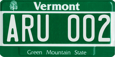 VT license plate ARU002
