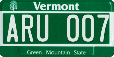 VT license plate ARU007