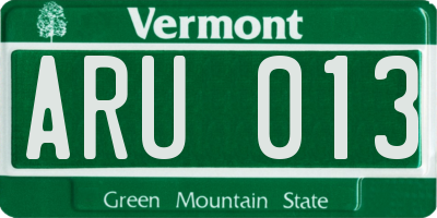 VT license plate ARU013