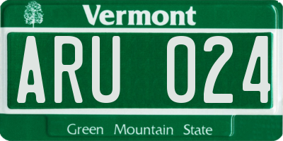 VT license plate ARU024