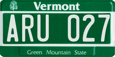 VT license plate ARU027