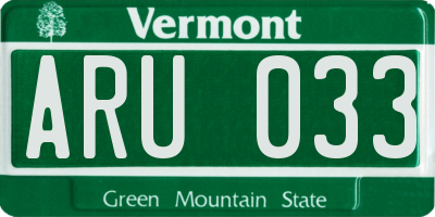 VT license plate ARU033