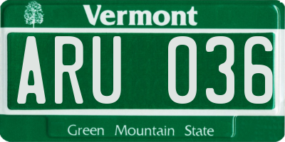 VT license plate ARU036