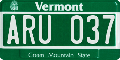 VT license plate ARU037