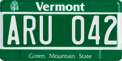 VT license plate ARU042