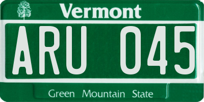 VT license plate ARU045