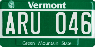 VT license plate ARU046
