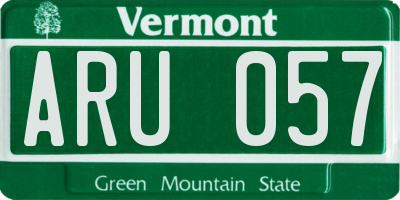 VT license plate ARU057