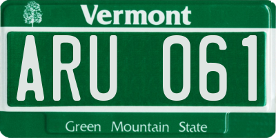 VT license plate ARU061